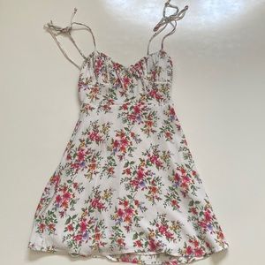 White Floral Printed Mini Dress